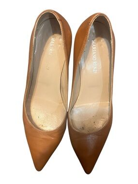 Tan Pointed-Toe Leather Pumps